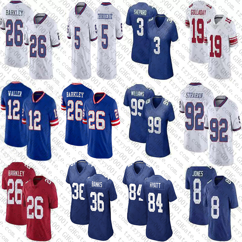 

Custom Saquon Barkley Daniel Jones Deonte Banks Football Jersey Kayvon Thibodeaux Jalin Hyatt Darren Waller Dexter Lawrence Isaiah Hodgins Andrew Thomas McKinney, Womens