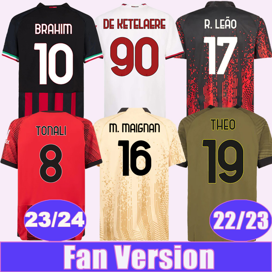 

2023 24 IBRAHIMOVIC Mens Soccer Jerseys 22 23 BENNACER BRAHIM TONALI GIROUD THEO LAZETIC TOMORI KJAER Home Away 3rd 4th Goalkeeper Football Shirts, Qm8900 22 23 home no patch
