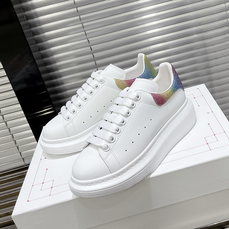 

Luxury designer womens shoes new mens shoes colorful small white shoes thick soles raised sponge soles leather casual couple board shoes Sizes 35-47 +box