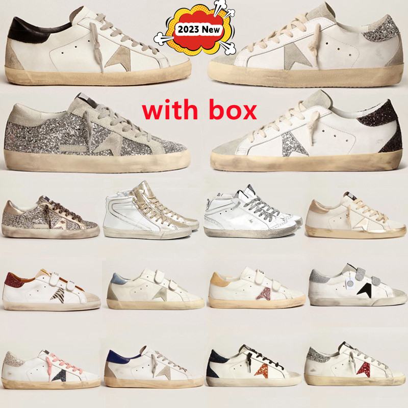 

New release Italy Brand Casual Shoes Women Super Star Shoes luxury Golden Sequin Classic White goose Do-old Dirty Designer Man Sneakers with box, Colour-51