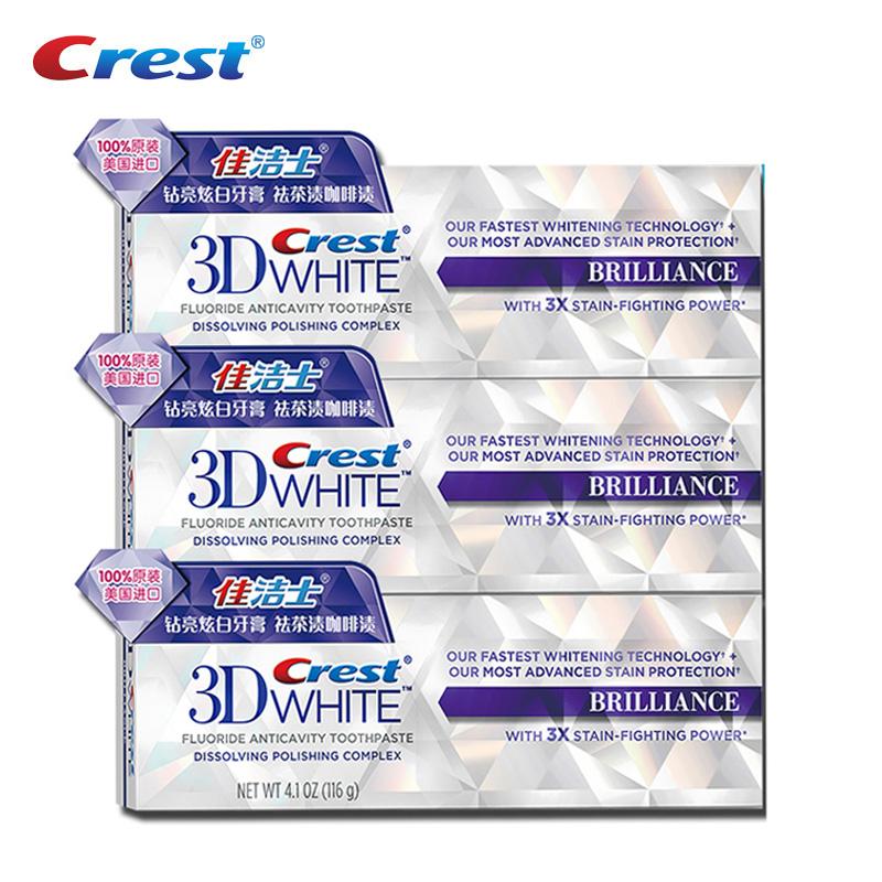 

Toothpaste Crest 3D White Toothpaste Advanced Fluoride Anticavity Complex Brilliance Teeth Whitening Tooth Paste Squeezer Tubes 116g*3 Pcs