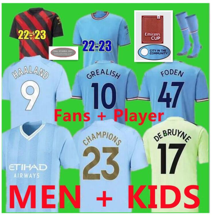 

2023 2024 Manchester GREALISH SOCCER JERSEYS HAALAND DE BRUYNE FODEN BERNARDO 22 23 24 City MAHREZ RODRIGO MANS CITIES FA champions CUP Men kids football shirts