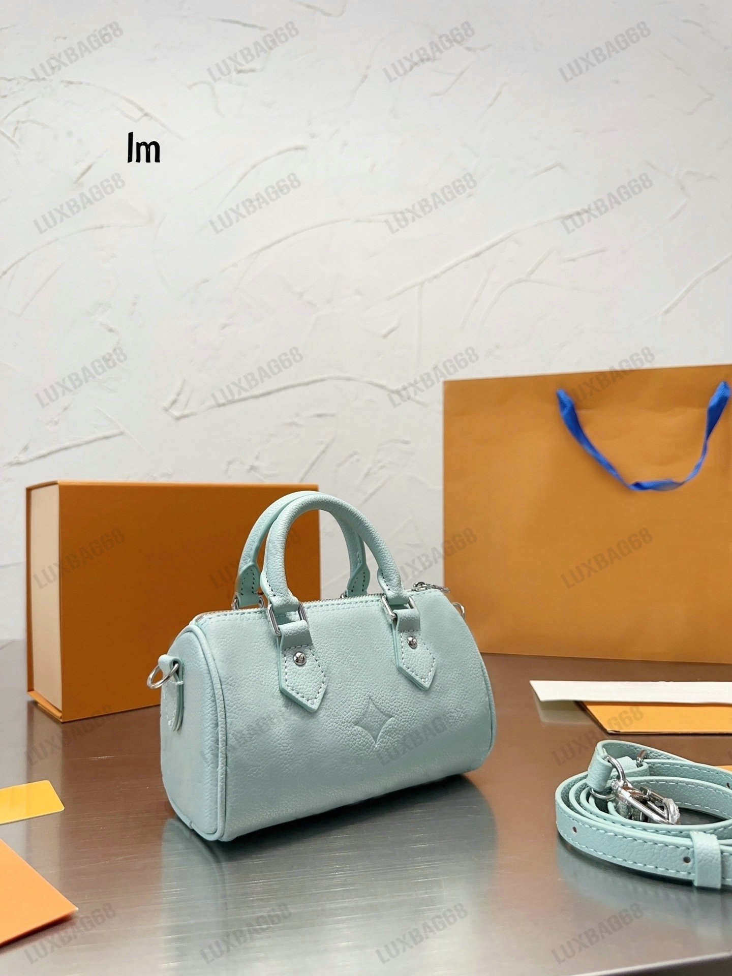 

Womens Nano Speedy Handbag Pearly Lagoon Shimmer Crossbody White Pink Mini SPEEDY Shoulder Bag Mother's Day Purse Yayoi Kusama 3D Painted Dots print, #2