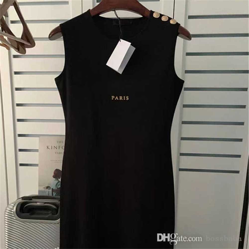 

Designer Dresses For Womens High Quality Short Sleeve Casual Dress Letter Cotton Embroidered Slim Pullover Blue Skirt Knitted, Black