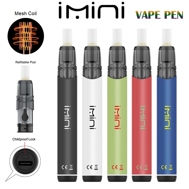 

Authentic Imini Pod Vape Pen E Cigarette Starter Kit 320mAh 2ml Empty Refillable Pods Device with Bottom Lock System for KIWI Manufacturer Supplies