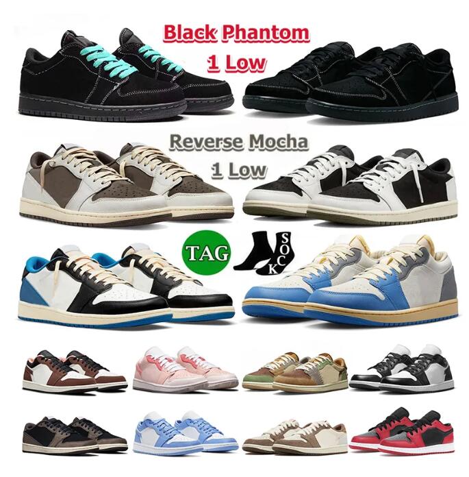 

Black Phantom 1 Basketball Shoes Jumpman 1s Olive Low Year of the Rabbit Reverse Dark Mocha Mochas Vintage Fragment Zion Williamson Voodoo Men Sneakers 36-46