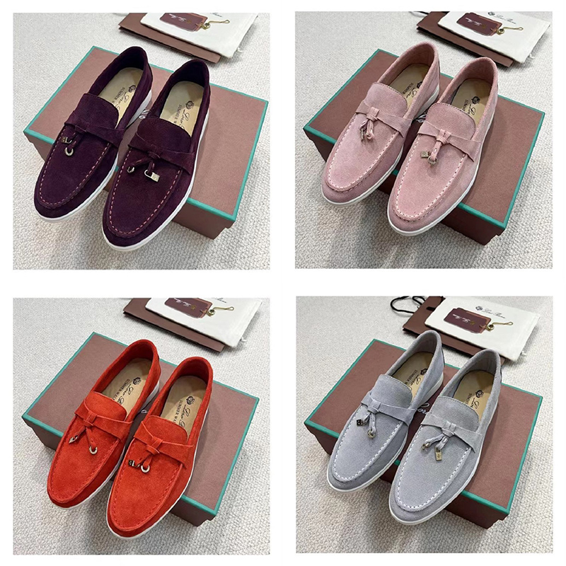 

luxury designer loro piana with box loafer shoes for men women fashion sneakers leather loafers pink black grey navy loropiana casual trainers, 17