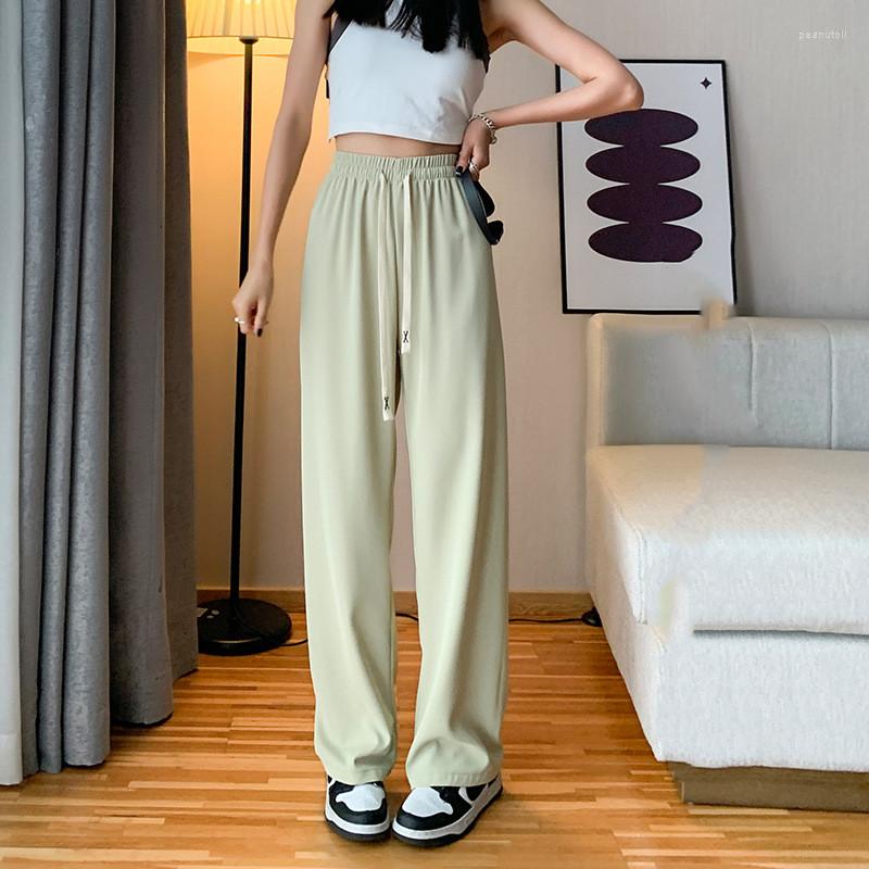 

Women' Pants Candy Color Women Sport Trousers 2023 Spring High Waist Solid Wide Leg Harajuku Loose Mujer Female Full Length P009, Beige