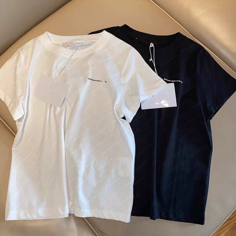 

Full logo dark print short sleeved T-shirt for women Design Sense Niche top, Black