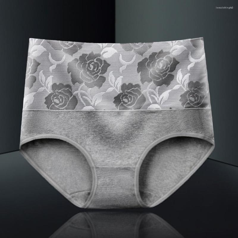 

Women's Panties Large Size Underwear Women High Waist Cotton Briefs Sexy Print Flower Panty Shorts Seamless Underpant Girls Intimates, Red