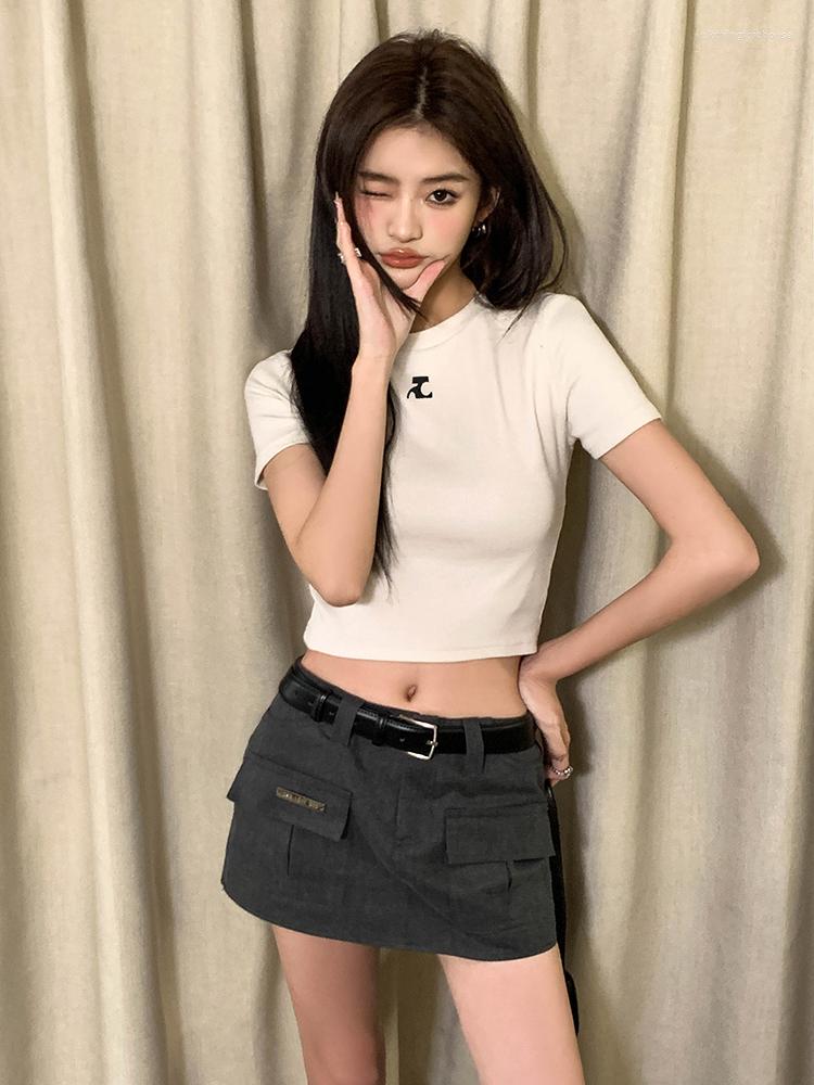 

Women' T Shirts BETHQUENOY White T-Shirt Women Summer Clothes 2023 Camisetas De Mujer Short Sleeve Tee Shirt Femme Embroidery Casual Crop