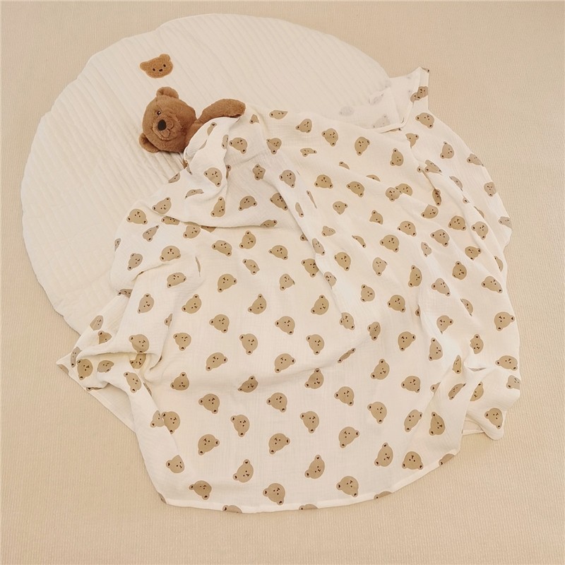 2026 New New Bear Print Cologne Baby Blankets Perfume Newborn Muslin Cotton Gauze Swaddle Wrap Bedding Infant Girls cologne perfume Boys Sleeping Bl