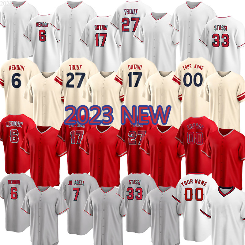 

2023 New Connect 27 Mike Trout Baseball Jersey Wear 0 Shohei Ohtani Woman 6 Anthony Rendon Reid Detmers Matt Thaiss Jose Suarez Taylor Ward, Mens (tianshi)