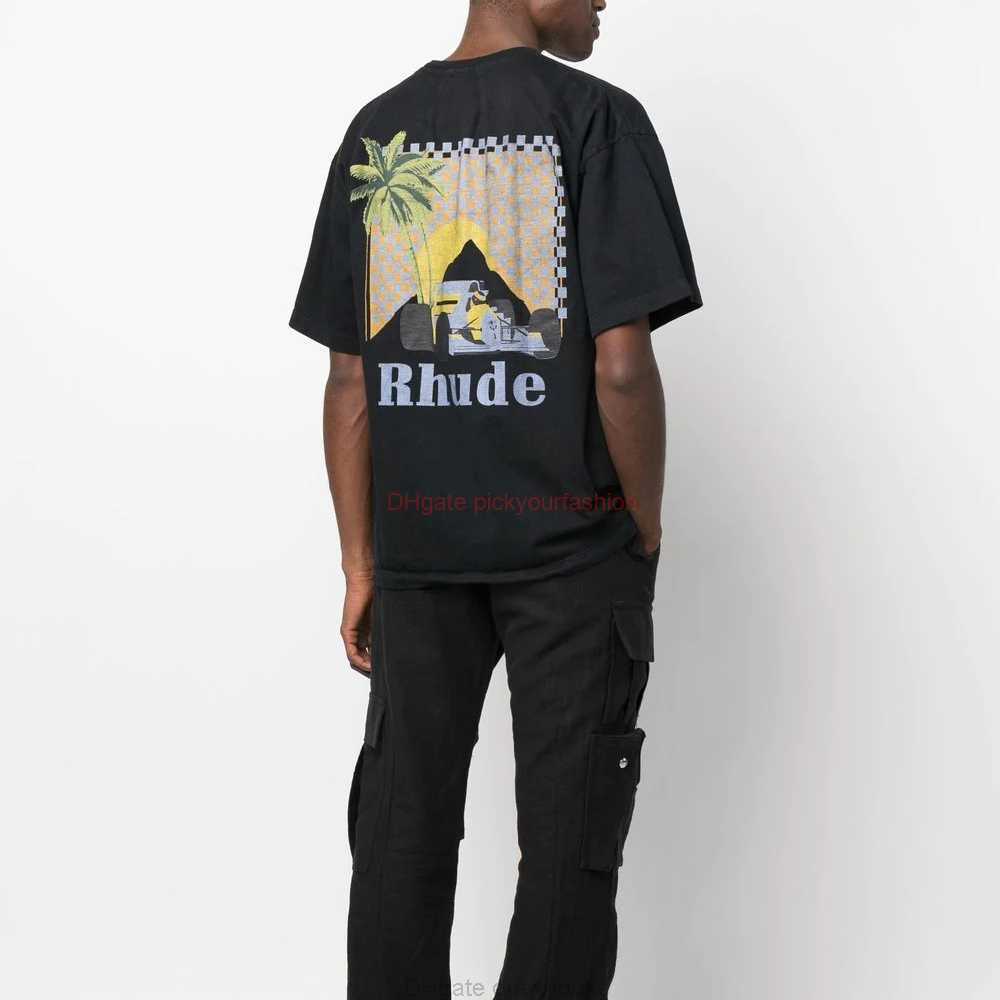 

Designer Fashion Clothing Tees Tshirt 23ss New Summer Rhude Mens Moonlight Tropic Printed Tshirt for Men Cotton Streetwear Tops Casual Sportswear Rock Hip hop for sa, 2729 black