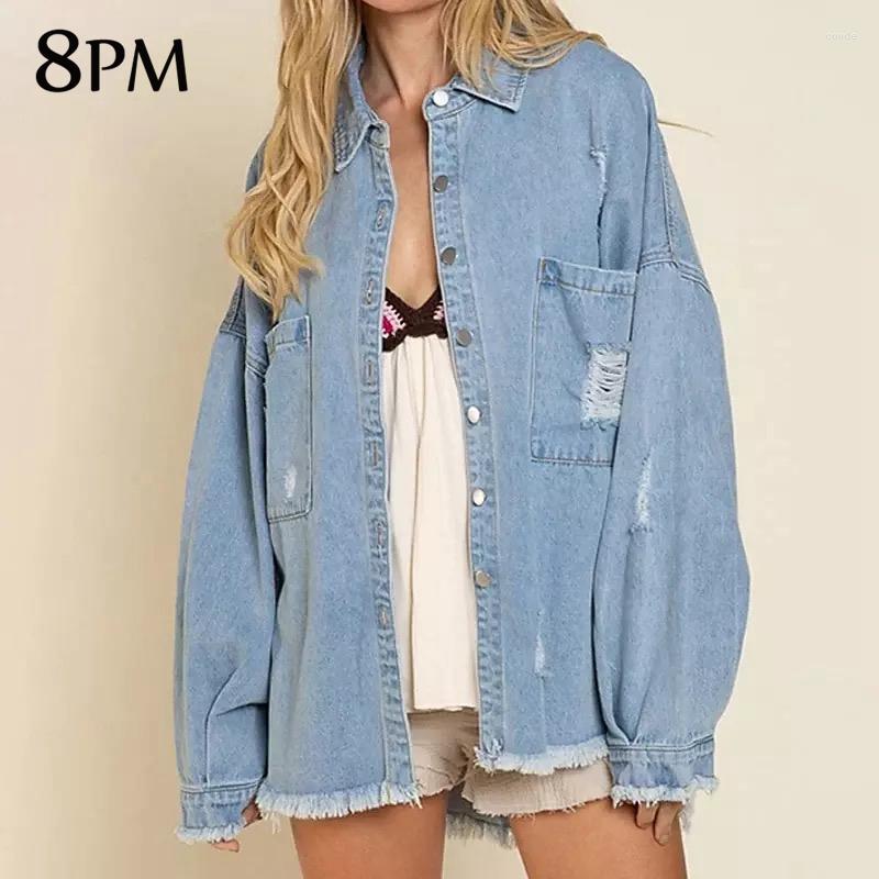 

Women' Jackets Women' Oversized Denim Jacket Casual Long Boyfriend Distresse Jean Autumn Spring Turn Down Collar Cotton Ouc1560, Black