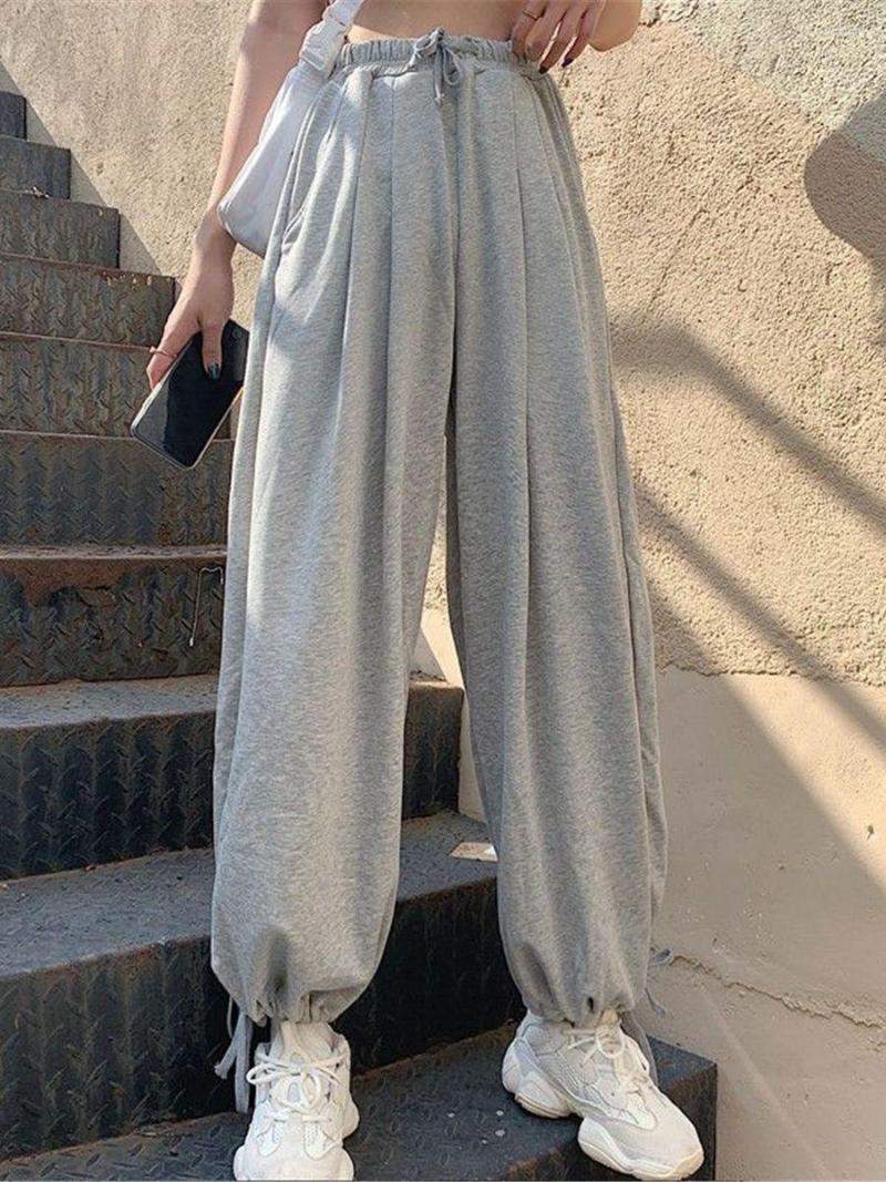 

Women's Pants 2023 Gray Solid Loose Summer Girl Harajuku Trousers Mori Femme Cool High Street Ulzzang Hip Hop Black Women