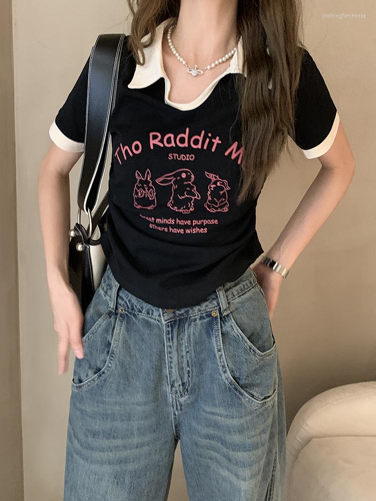 

Women' T Shirts 2023 Summer Fashion Y2k T-shirts Girls Slim Printed Tops Short Sleeves Contrast Color Spicy Women' T-shirt, Pink