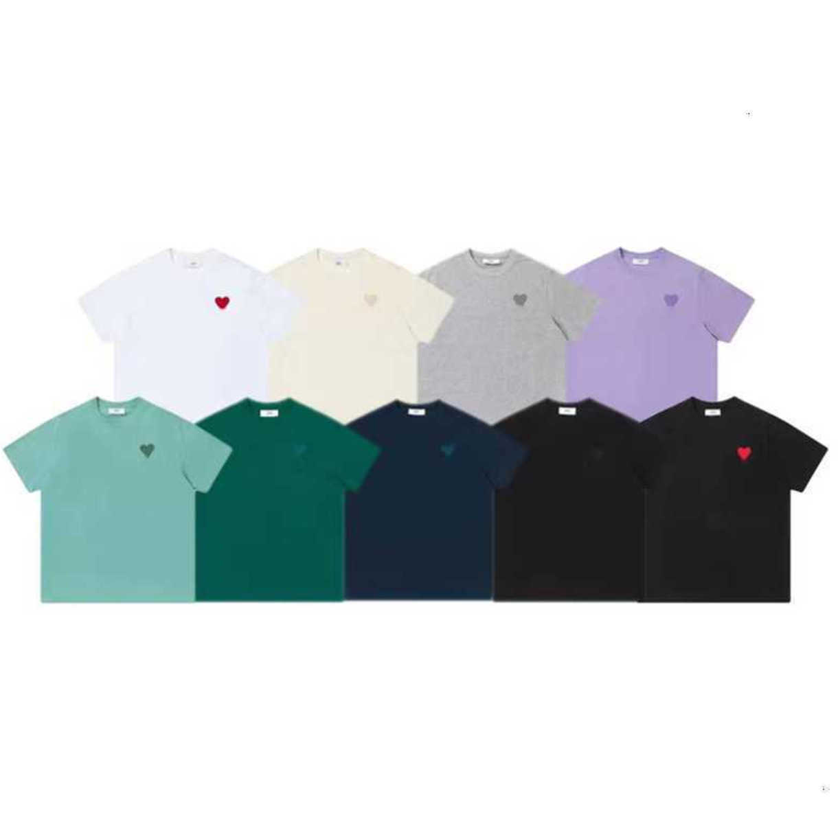

Amis Paris Designers Tshirts 2023 Spring Classic Heart Solid Color Round Neck Short Sleeve T-shirt for Men and Womenv4gp