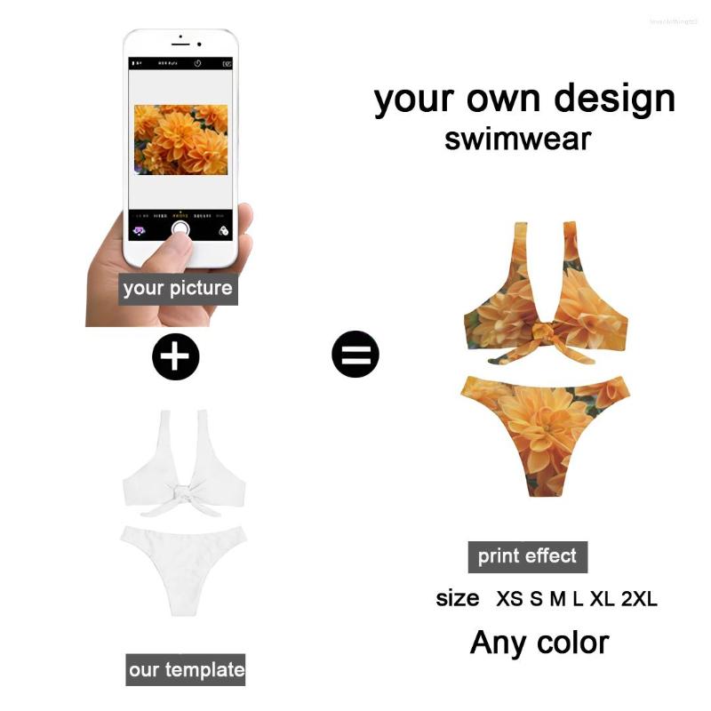 

Women's Swimwear Customized Printed Sexy Tank Top Bikini With Own Logo Women Low Waist Backless Swimsuit Summer Female Two Piece, Your own design
