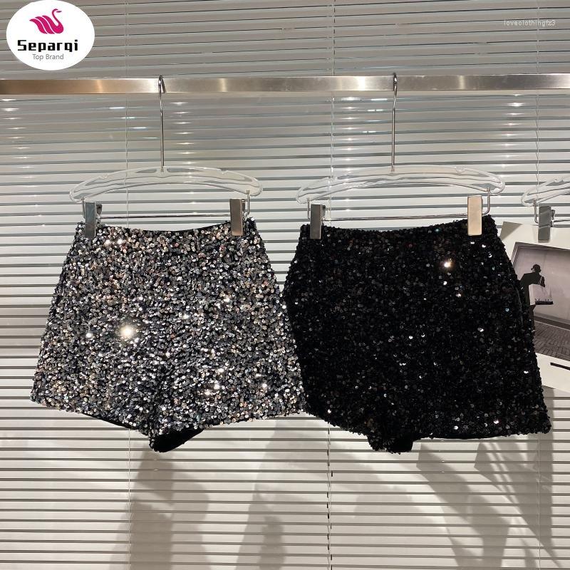 

Women's Shorts Bling Sexy Women Sequin High Waist O-Ring Zip Bodycon Feminino Skinny Party Club Festival Raves Pole Dance, Black
