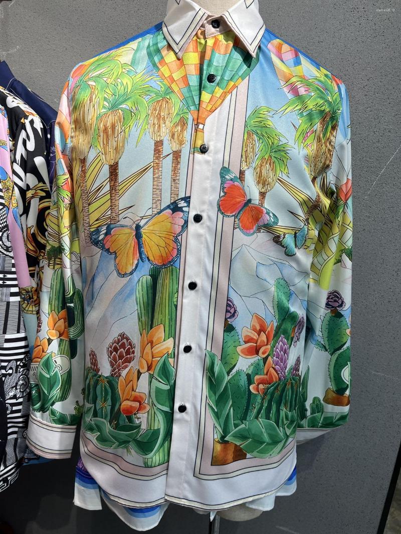

Men's Casual Shirts TZ05 Fashion Men's 2023 Runway Luxury European Design Party Style Clothing, Picture shown