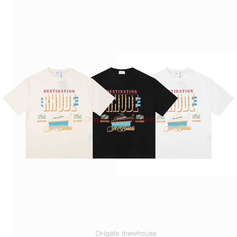 

Designer Fashion Clothing Tees Tshirt Rhude Fashion Brand New Yacht Letter Printing Pure Cotton Short Sleeve Summer Relaxed Couple Tshirt Half Sleeve Cotton Street, Apricot