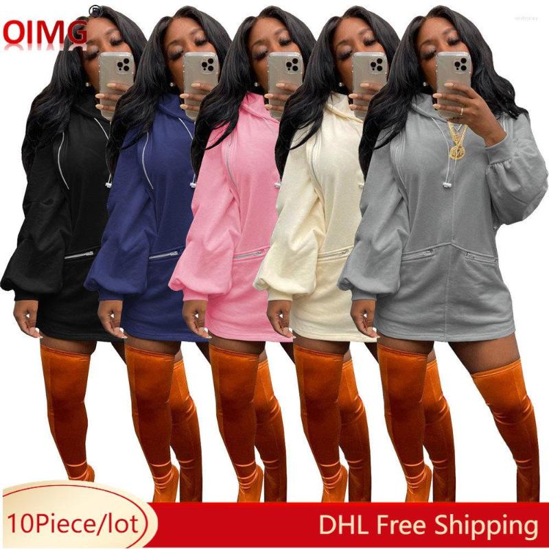 

Casual Dresses 10 Wholesale Hooded Hoodie Women Latern Sleeve Sweatshirt Fall Winter Clothes Solid Zipper Pullover Top Streetwear 9073, Beige
