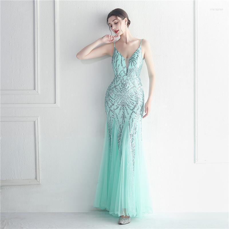 

Casual Dresses Women Sexy Elegant Summer Spaghetti Strap Deep V Neck Backless Sequined Party Evening Cocktail Long Maxi Dress Vestido De, Beige