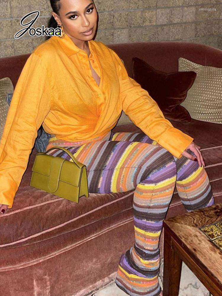 

Women' Pants Joskaa Contrast Color Striped Patchwork High Waist Women Fashion Tight Trousers Autumn 2023 Street Female Bottoms, Black