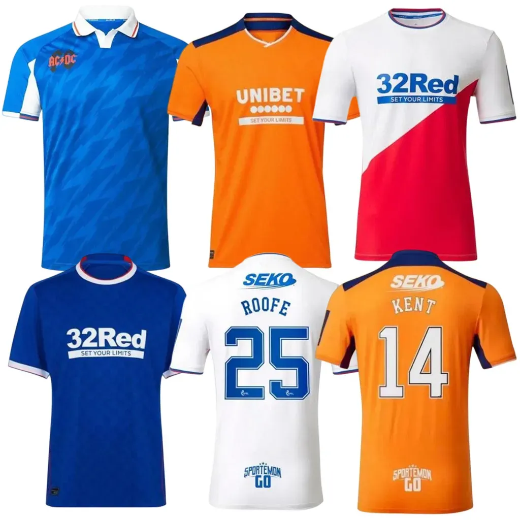

23 Rangers Soccer Jerseys Glasgow third 2022 2023 home away TEE CHAMPIONS 150th Legendary version DEFOE BARKER MORELOS Men kids training Football Shirts, Image