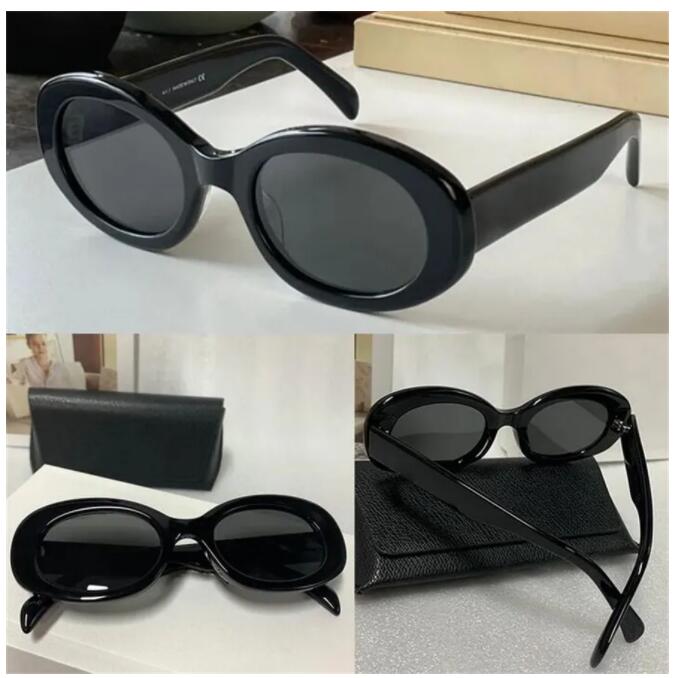 

Triomphe sunglasses Blonde Havana Acetate Frame Oval Frame with Logo Net Red Same Style Glasses Small frame sexy woman