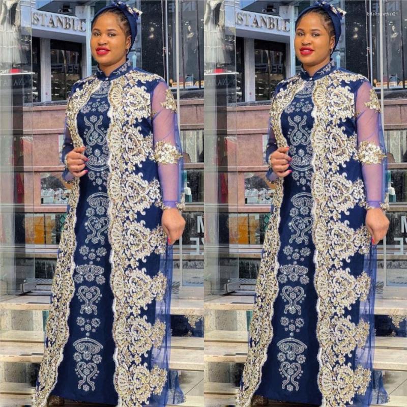

Ethnic Clothing 2023 African Dresses For Women Spring Summer Long Sleeve Polyester O-neck Dress Maxi Dashiki Clothes