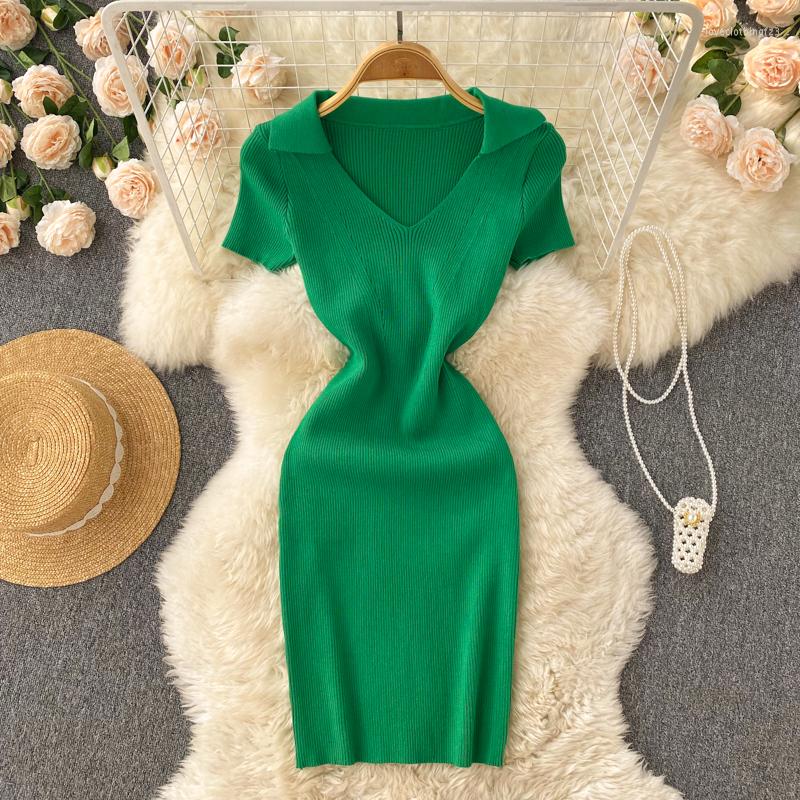 

Party Dresses Knit Maxi For Women Short Sleeve Bodycon Dress Woman Sukienka Damska Solid Color Crochet Cut Out Vestidos Drop, Green