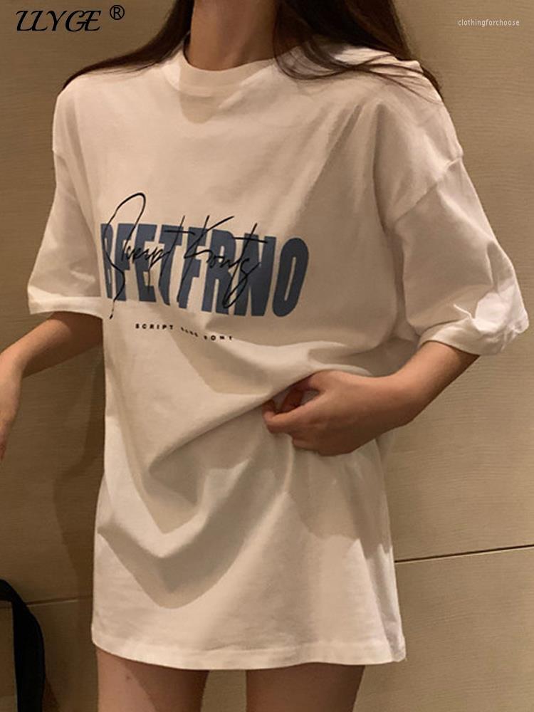 

Women's T Shirts Large Size Oversize National Fashion Hip Hop Short-Sleeved T-shirt Women's Summer Couple Loose American Street Ins, White