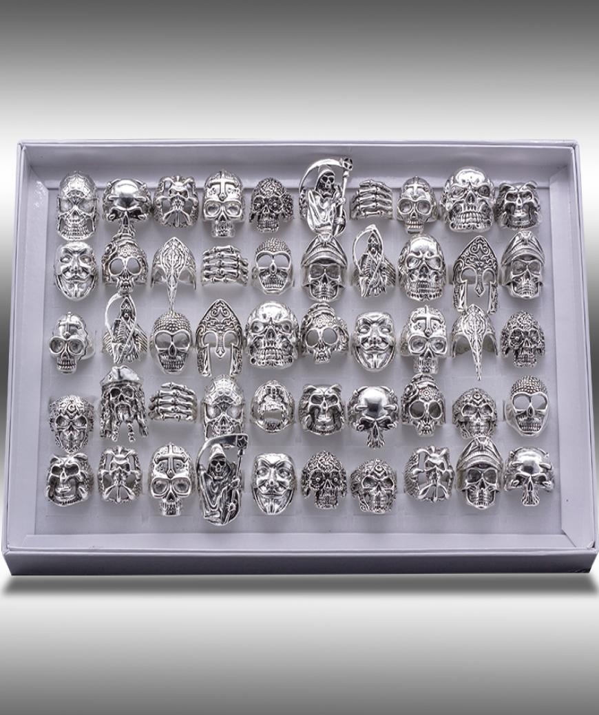 

Mixed 20pcs Topquality Gothic Punk Assorted Whole Lots Skull Style Bikers Men039s Vintage Tibetan Rings ps16529274712