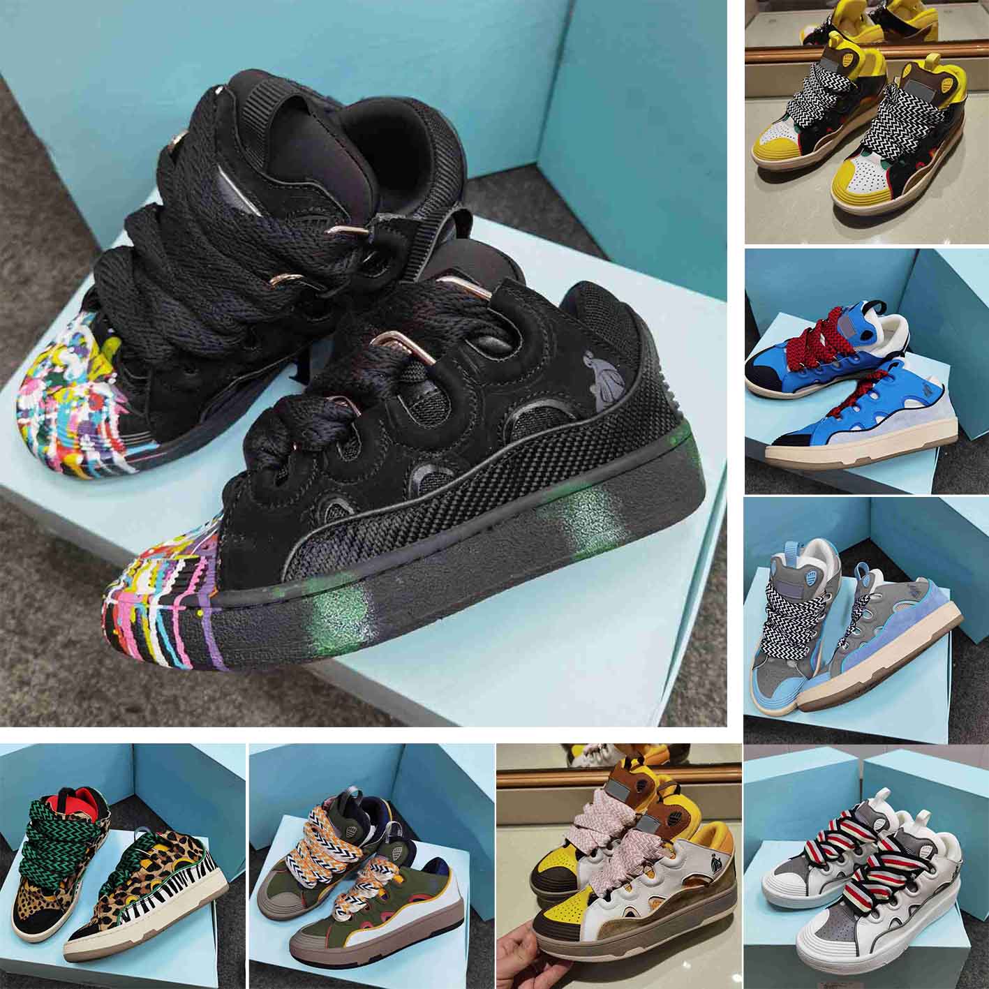 

High Quality Curb Sneakers Leather Suede Calfskin Fashion Leather Flat Designer Women Men Casual Shoes Paris Trainers Rounded shape padded tongue and Lepo sneaker., 01