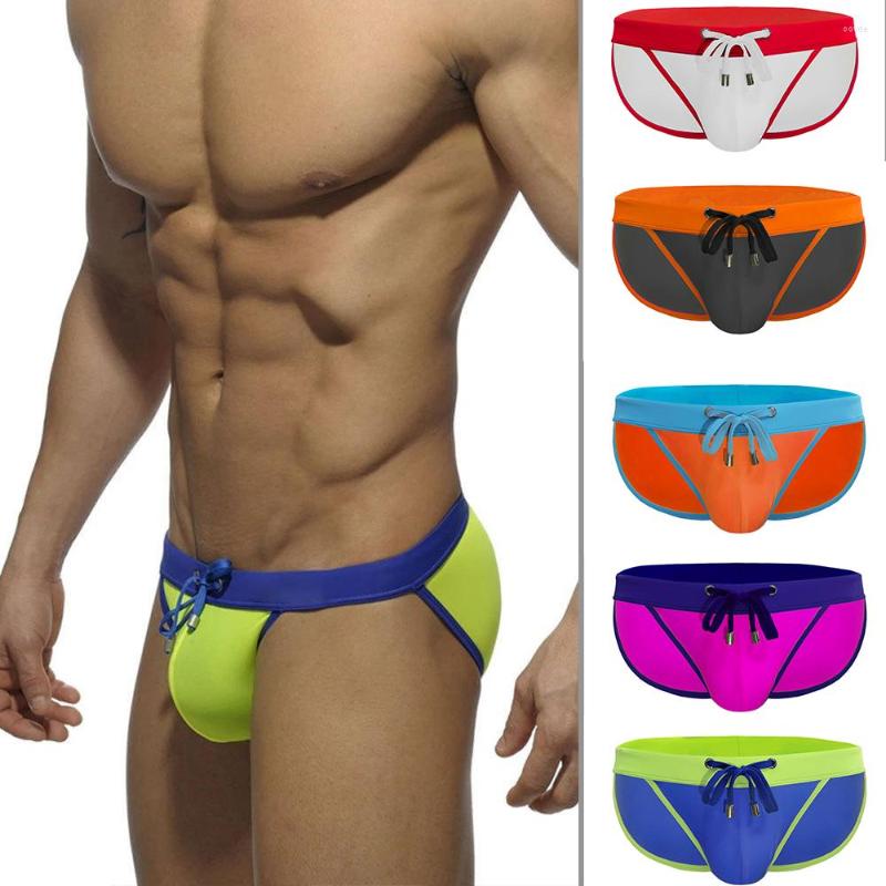 

Men's Swimwear European And American Men's Sexy High Fork Triangle Swim Trunks Fashion Color Matching Simple Beach Low Waist Bikini Me, Blue
