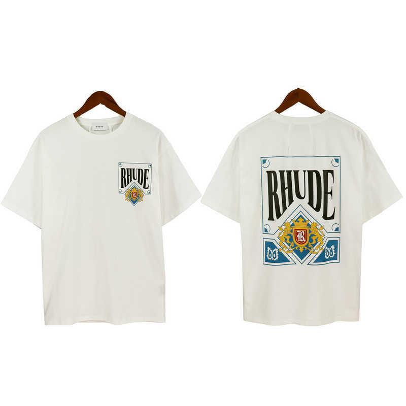 

2023 Rhude Poker Printed Men t Shirts Tees Style Hiphop Sleeve Shirt N6qx, Beige