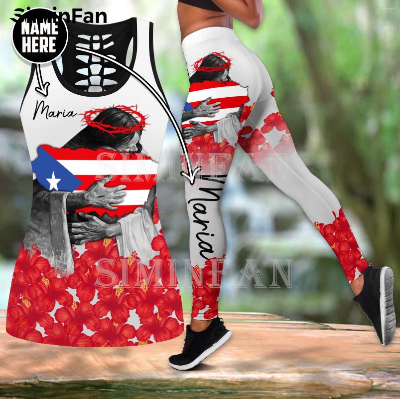 

Women' Two Piece Pants God Love Puerto Rico 3D Printed Women Tank Top Legging Summer Casual Pant Suit Hollow Out Vest Yoga Set Female, Legging a14-1