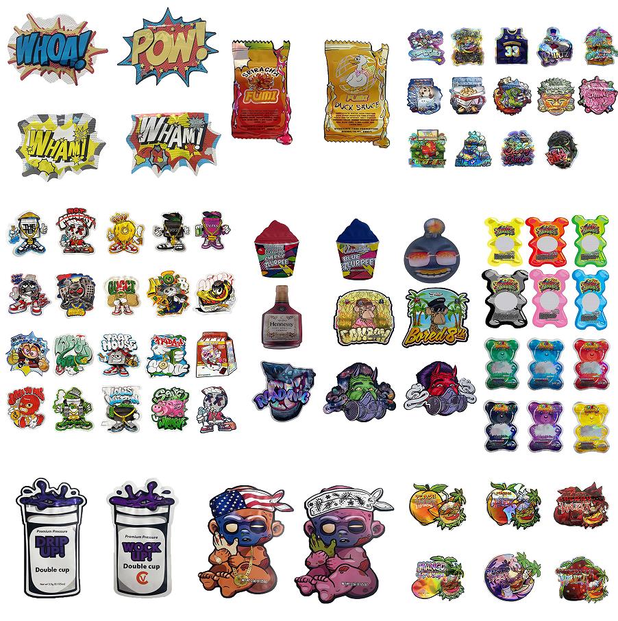 

Packing Bags Die Cut Out Shape Mylar Bag 3.5 Cannatique Blue Cherry Zlurpee Runtz Backpack Boyz Holographic Custom