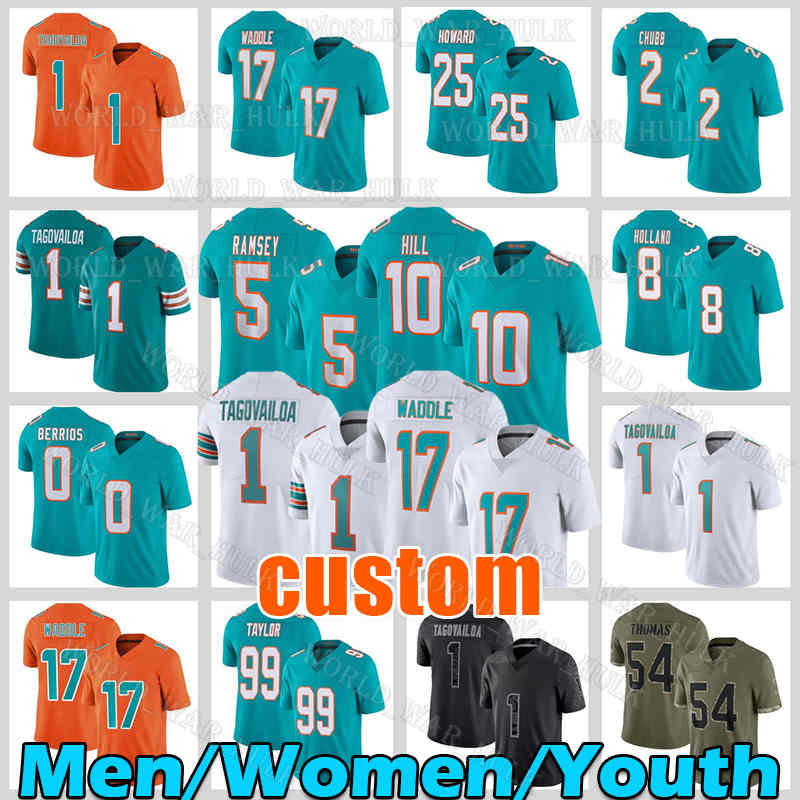 

10 Tyreek Hill Football Jersey 1 Tua Tagovailoa Jalen Ramsey Jaylen Waddle Dan Marino Miamis Jevon Holland Braxton Berrios Mike White Dolphins Bradley Chubb Howard, Men retro jersey(h t)