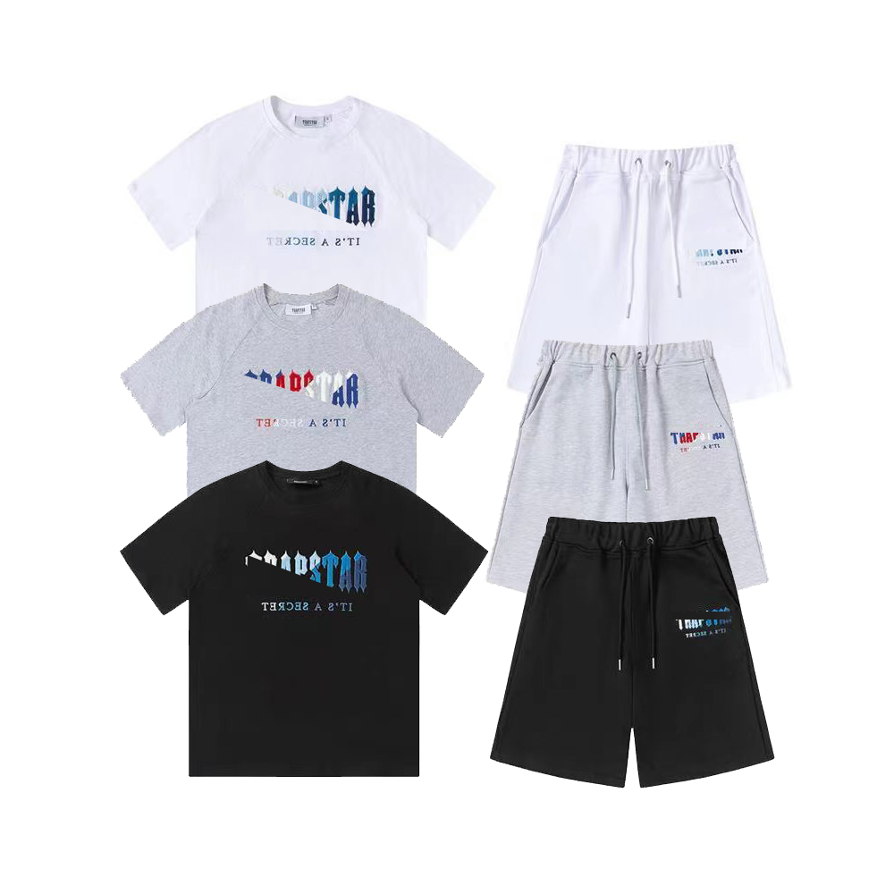 

Men' t-shirts tracksuits designer embroidery letter luxury black white grey rainbow color summer sports fashion cotton cord top short sleeve size  to xl