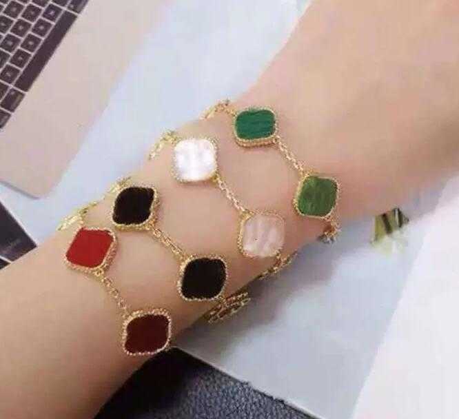 

6 Colors Fashion Classic 4/Four Leaf Clover Charm Bracelets Bangle Chain 18K Gold Agate Shell Mother-of-Pearl for Women Girls Wedding Mother's Day Jewelry