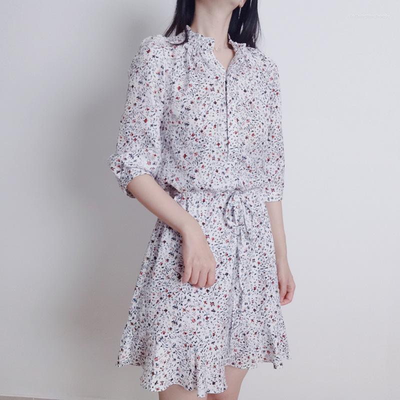 

Casual Dresses 2023 Summer French Silk Cotton Printed Sleeve Dress, Flower