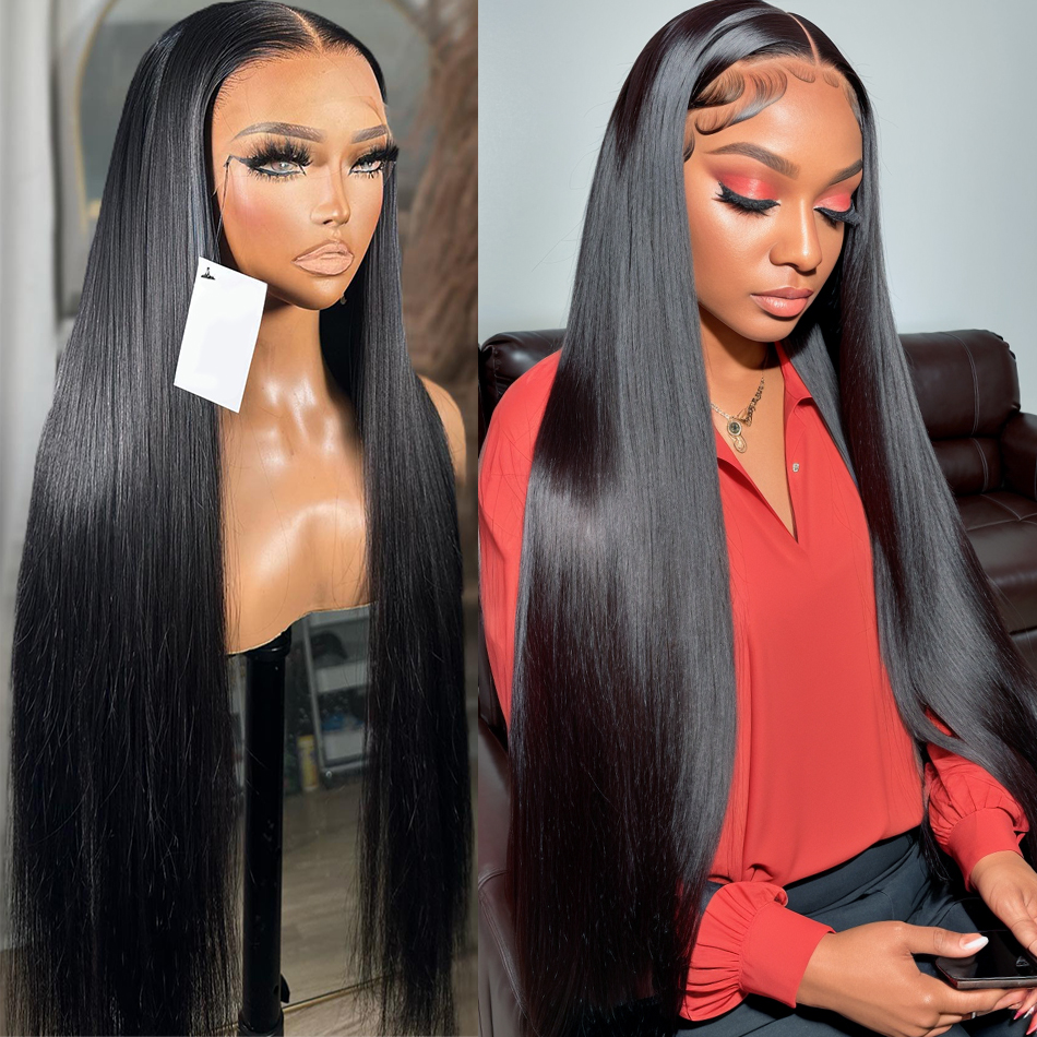 

Melodie 180% HD 30 44 Inches Straight Full 360 Lace Front Human Hair Wigs Glueless Transparent 13X4 13X6 Frontal Wig For Women, Natural color