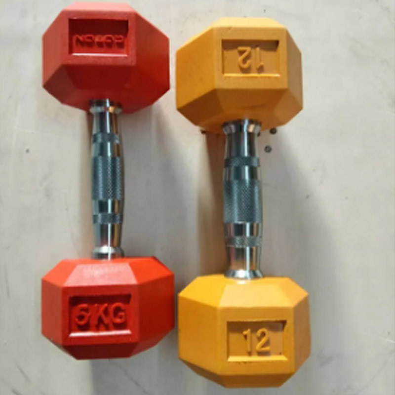 

Dumbbells barbell Hexagonal rubber high-temperature dumbbell (color)