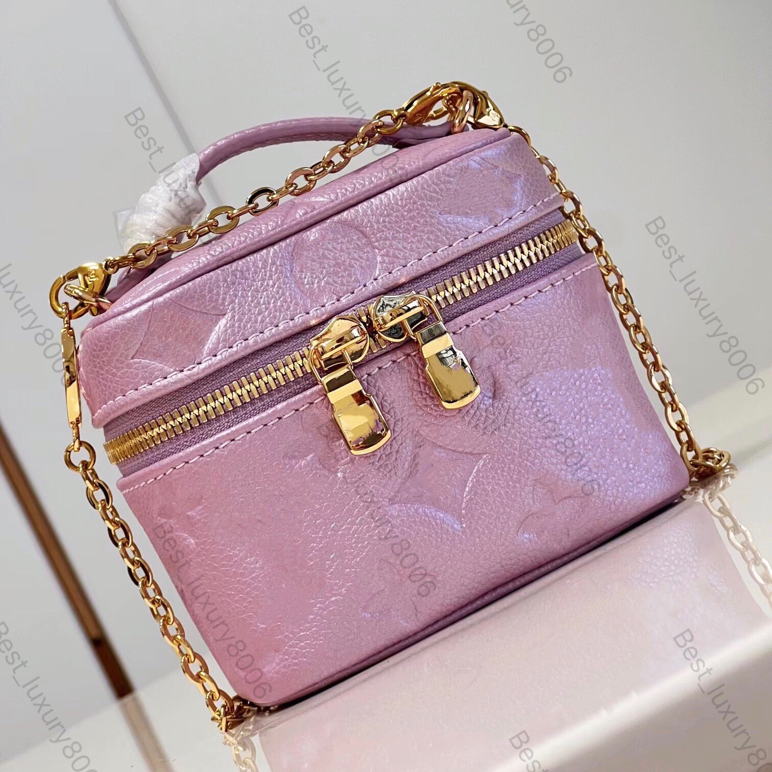 

10A Mirror top quality handbag designer women's makeup bag new original leather embossed shoulder bag classic fashion crossbody bag with original premium gift box, Pinkish purple