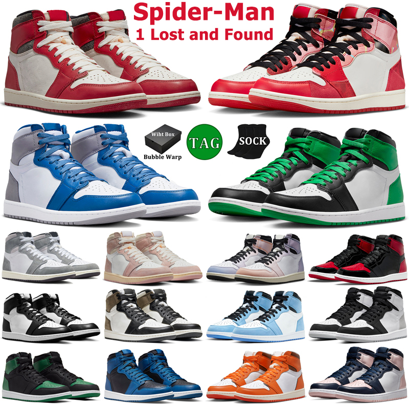 

Jumpman 1 Retro High 1S Basketball Shoes Men Women 1s Chicago Lost and Found Reverse Mocha Patent Bred Starfish Taxi Mens Trainers Sports Sneakers With Box, 19