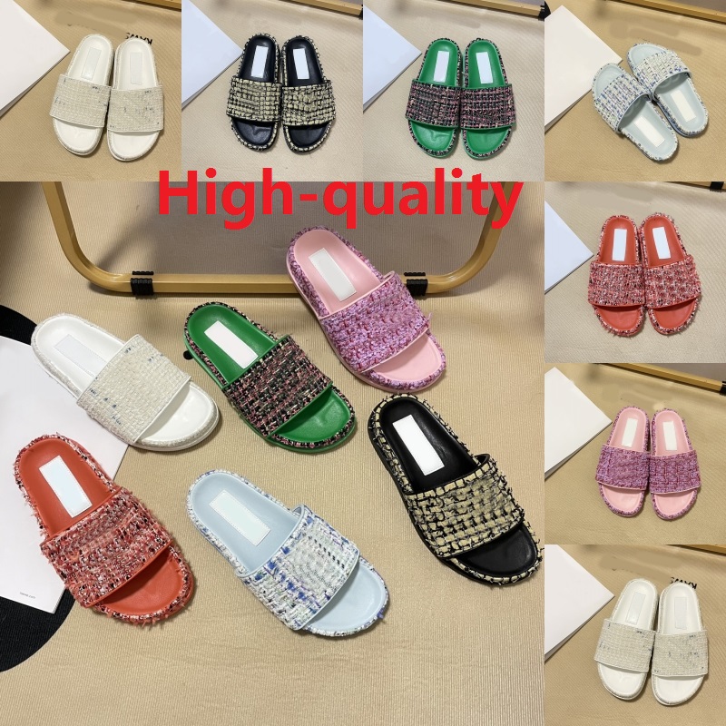 

Quality High Sandal Lady Slipper Luxury Designer summer slippers fashion ladies Beach Casual shoe fashion woman Comfortable Double C flat bottomed slippers Sandal