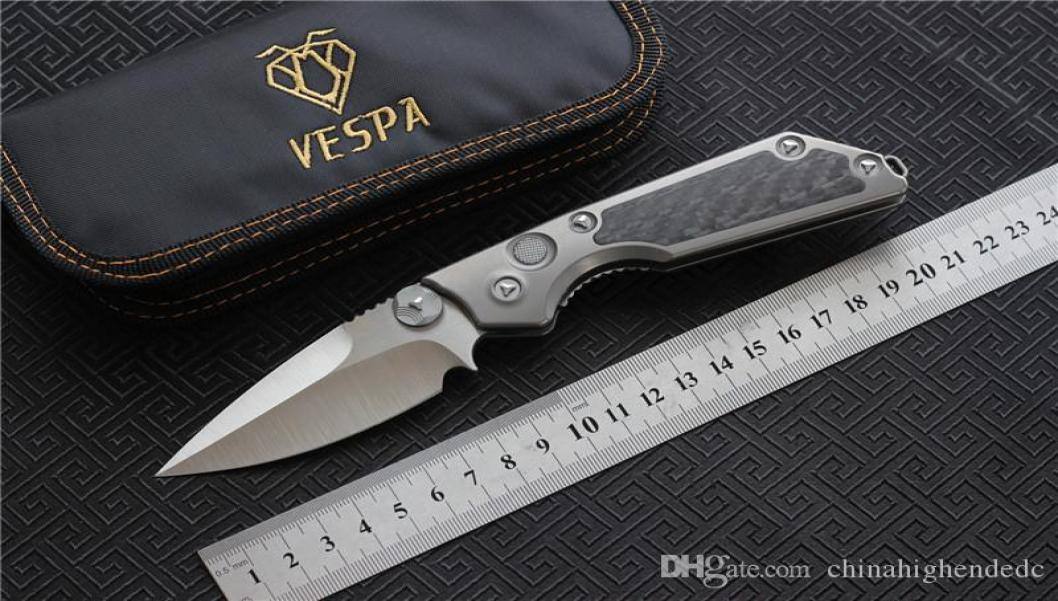 

High quality VESPA Version DualAction BladeM390Satin HandleTC4CFOutdoor camping survival knives EDC tools3195381